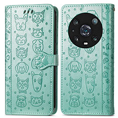 Funda de Cuero Cartera con Soporte Patron de Moda Carcasa S03D para Huawei Honor Magic4 Pro 5G Verde