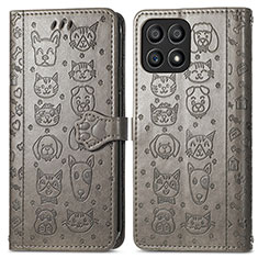 Funda de Cuero Cartera con Soporte Patron de Moda Carcasa S03D para Huawei Honor X30i Gris