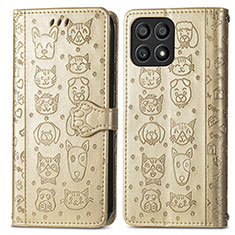 Funda de Cuero Cartera con Soporte Patron de Moda Carcasa S03D para Huawei Honor X30i Oro