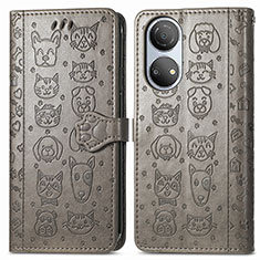 Funda de Cuero Cartera con Soporte Patron de Moda Carcasa S03D para Huawei Honor X7 Gris