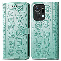 Funda de Cuero Cartera con Soporte Patron de Moda Carcasa S03D para Huawei Honor X7a Verde