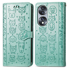 Funda de Cuero Cartera con Soporte Patron de Moda Carcasa S03D para Huawei Honor X7b Verde