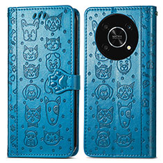 Funda de Cuero Cartera con Soporte Patron de Moda Carcasa S03D para Huawei Honor X9 5G Azul