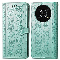 Funda de Cuero Cartera con Soporte Patron de Moda Carcasa S03D para Huawei Honor X9 5G Verde