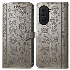 Funda de Cuero Cartera con Soporte Patron de Moda Carcasa S03D para Huawei Nova 10 Gris