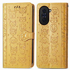 Funda de Cuero Cartera con Soporte Patron de Moda Carcasa S03D para Huawei Nova 10 Pro Amarillo