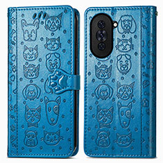 Funda de Cuero Cartera con Soporte Patron de Moda Carcasa S03D para Huawei Nova 10 Pro Azul