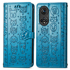 Funda de Cuero Cartera con Soporte Patron de Moda Carcasa S03D para Huawei Nova 9 Azul