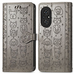 Funda de Cuero Cartera con Soporte Patron de Moda Carcasa S03D para Huawei Nova 9 SE Gris