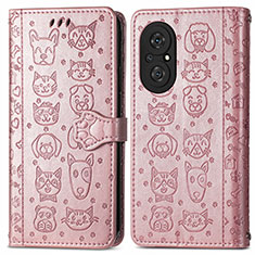 Funda de Cuero Cartera con Soporte Patron de Moda Carcasa S03D para Huawei Nova 9 SE Oro Rosa