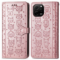 Funda de Cuero Cartera con Soporte Patron de Moda Carcasa S03D para Huawei Nova Y61 Oro Rosa