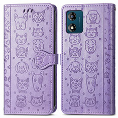 Funda de Cuero Cartera con Soporte Patron de Moda Carcasa S03D para Motorola Moto E13 Morado