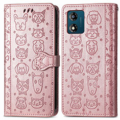 Funda de Cuero Cartera con Soporte Patron de Moda Carcasa S03D para Motorola Moto E13 Rosa