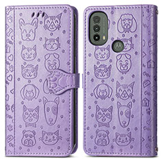 Funda de Cuero Cartera con Soporte Patron de Moda Carcasa S03D para Motorola Moto E30 Morado