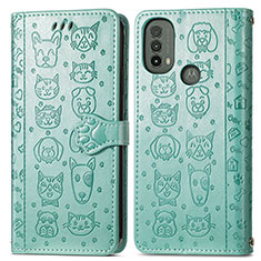 Funda de Cuero Cartera con Soporte Patron de Moda Carcasa S03D para Motorola Moto E30 Verde