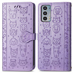 Funda de Cuero Cartera con Soporte Patron de Moda Carcasa S03D para Motorola Moto Edge 20 5G Morado