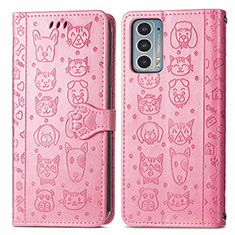 Funda de Cuero Cartera con Soporte Patron de Moda Carcasa S03D para Motorola Moto Edge 20 5G Rosa