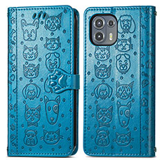 Funda de Cuero Cartera con Soporte Patron de Moda Carcasa S03D para Motorola Moto Edge 20 Lite 5G Azul