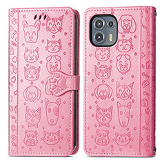 Funda de Cuero Cartera con Soporte Patron de Moda Carcasa S03D para Motorola Moto Edge 20 Lite 5G Rosa