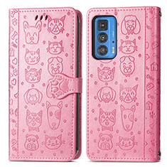 Funda de Cuero Cartera con Soporte Patron de Moda Carcasa S03D para Motorola Moto Edge 20 Pro 5G Rosa