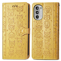 Funda de Cuero Cartera con Soporte Patron de Moda Carcasa S03D para Motorola Moto Edge (2022) 5G Amarillo