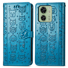 Funda de Cuero Cartera con Soporte Patron de Moda Carcasa S03D para Motorola Moto Edge (2023) 5G Azul