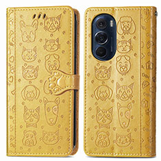 Funda de Cuero Cartera con Soporte Patron de Moda Carcasa S03D para Motorola Moto Edge 30 Pro 5G Amarillo