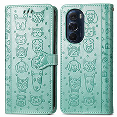 Funda de Cuero Cartera con Soporte Patron de Moda Carcasa S03D para Motorola Moto Edge 30 Pro 5G Verde