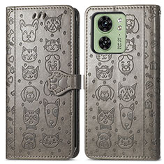 Funda de Cuero Cartera con Soporte Patron de Moda Carcasa S03D para Motorola Moto Edge 40 5G Gris