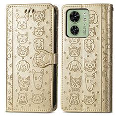 Funda de Cuero Cartera con Soporte Patron de Moda Carcasa S03D para Motorola Moto Edge 40 5G Oro