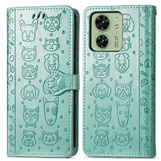 Funda de Cuero Cartera con Soporte Patron de Moda Carcasa S03D para Motorola Moto Edge 40 5G Verde