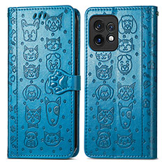 Funda de Cuero Cartera con Soporte Patron de Moda Carcasa S03D para Motorola Moto Edge 40 Pro 5G Azul