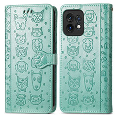 Funda de Cuero Cartera con Soporte Patron de Moda Carcasa S03D para Motorola Moto Edge 40 Pro 5G Verde