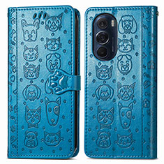 Funda de Cuero Cartera con Soporte Patron de Moda Carcasa S03D para Motorola Moto Edge Plus (2022) 5G Azul