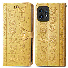 Funda de Cuero Cartera con Soporte Patron de Moda Carcasa S03D para Motorola Moto Edge Plus (2023) 5G Amarillo