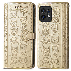 Funda de Cuero Cartera con Soporte Patron de Moda Carcasa S03D para Motorola Moto Edge Plus (2023) 5G Oro