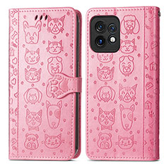 Funda de Cuero Cartera con Soporte Patron de Moda Carcasa S03D para Motorola Moto Edge Plus (2023) 5G Rosa