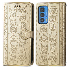 Funda de Cuero Cartera con Soporte Patron de Moda Carcasa S03D para Motorola Moto Edge S Pro 5G Oro