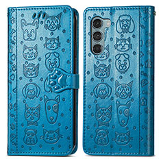 Funda de Cuero Cartera con Soporte Patron de Moda Carcasa S03D para Motorola Moto Edge S30 5G Azul