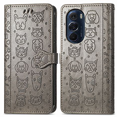 Funda de Cuero Cartera con Soporte Patron de Moda Carcasa S03D para Motorola Moto Edge X30 5G Gris