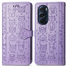 Funda de Cuero Cartera con Soporte Patron de Moda Carcasa S03D para Motorola Moto Edge X30 5G Morado