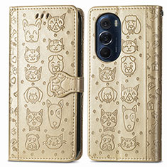 Funda de Cuero Cartera con Soporte Patron de Moda Carcasa S03D para Motorola Moto Edge X30 5G Oro