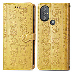 Funda de Cuero Cartera con Soporte Patron de Moda Carcasa S03D para Motorola Moto G Play (2023) Amarillo