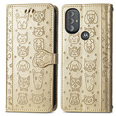 Funda de Cuero Cartera con Soporte Patron de Moda Carcasa S03D para Motorola Moto G Play (2023) Oro