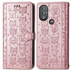 Funda de Cuero Cartera con Soporte Patron de Moda Carcasa S03D para Motorola Moto G Play (2023) Oro Rosa