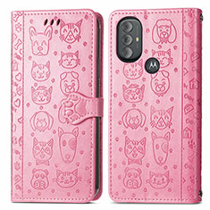 Funda de Cuero Cartera con Soporte Patron de Moda Carcasa S03D para Motorola Moto G Play (2023) Rosa