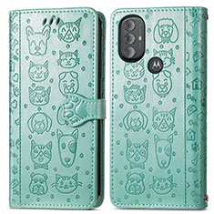 Funda de Cuero Cartera con Soporte Patron de Moda Carcasa S03D para Motorola Moto G Play (2023) Verde