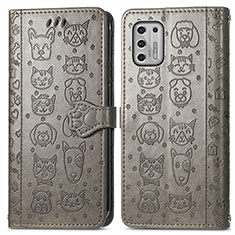 Funda de Cuero Cartera con Soporte Patron de Moda Carcasa S03D para Motorola Moto G Stylus (2021) Gris