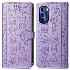 Funda de Cuero Cartera con Soporte Patron de Moda Carcasa S03D para Motorola Moto G Stylus (2022) 4G Morado