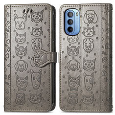 Funda de Cuero Cartera con Soporte Patron de Moda Carcasa S03D para Motorola Moto G31 Gris